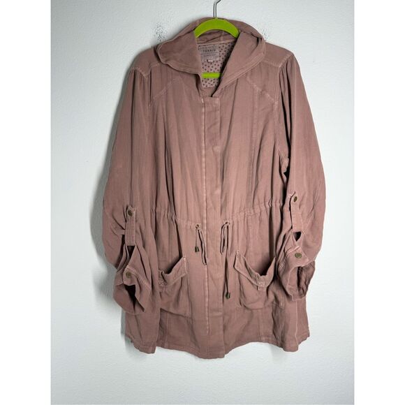 Torrid Women’s Twill Anorak Blush Pink Hooded Full Zip Jacket Size 2 pockets - Picture 1 of 11
